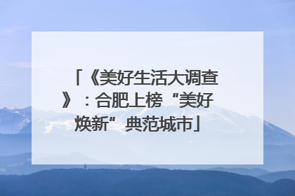 《美好生活大调查》：合肥上榜“美好焕新”典范城市