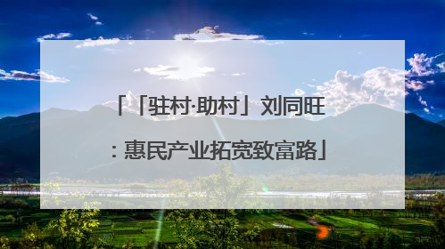 「驻村·助村」刘同旺：惠民产业拓宽致富路
