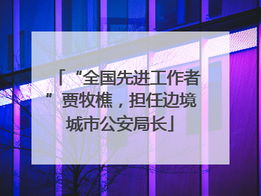 “全国先进工作者”贾牧樵，担任边境城市公安局长