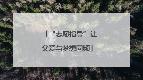 “志愿指导”让父爱与梦想同频