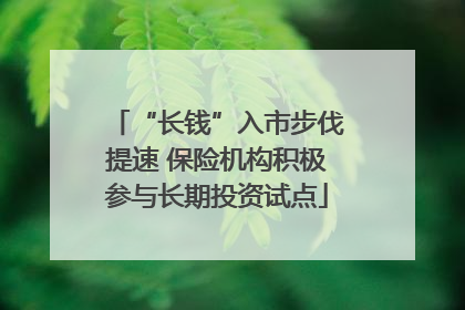 “长钱”入市步伐提速 保险机构积极参与长期投资试点
