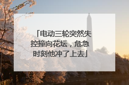 电动三轮突然失控撞向花坛，危急时刻他冲了上去