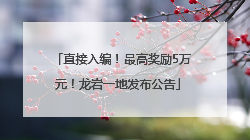 直接入编！最高奖励5万元！龙岩一地发布公告