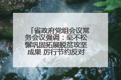 省政府党组会议常务会议强调：毫不松懈巩固拓展脱贫攻坚成果 厉行节约反对浪费弘扬优良作风