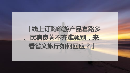线上订购旅游产品套路多、民宿良莠不齐难甄别，来看省文旅厅如何回应？