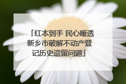 红本到手 民心暖透 新乡市破解不动产登记历史遗留问题