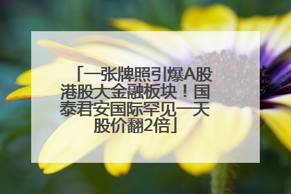 一张牌照引爆A股港股大金融板块！国泰君安国际罕见一天股价翻2倍