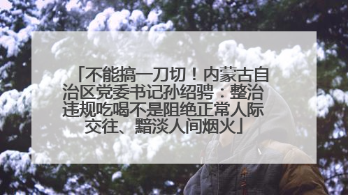 不能搞一刀切！内蒙古自治区党委书记孙绍骋：整治违规吃喝不是阻绝正常人际交往、黯淡人间烟火