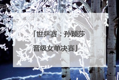 世乒赛：孙颖莎晋级女单决赛
