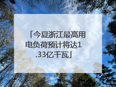 今夏浙江最高用电负荷预计将达1.33亿千瓦
