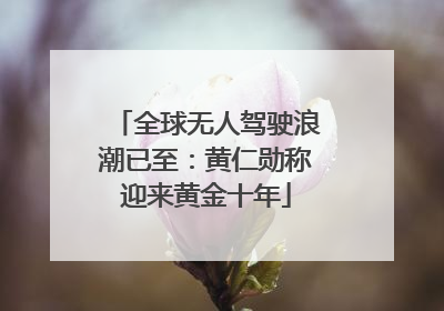 全球无人驾驶浪潮已至：黄仁勋称迎来黄金十年