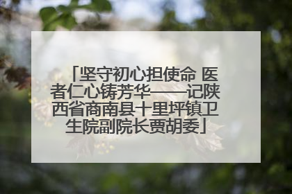 坚守初心担使命 医者仁心铸芳华——记陕西省商南县十里坪镇卫生院副院长贾胡委