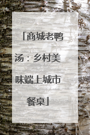 商城老鸭汤：乡村美味端上城市餐桌