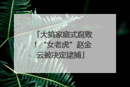 大搞家庭式腐败！“女老虎”赵金云被决定逮捕