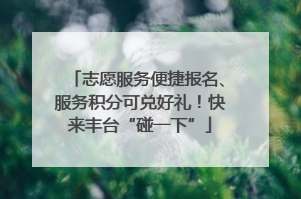 志愿服务便捷报名、服务积分可兑好礼！快来丰台“碰一下”