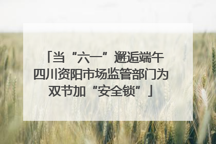 当“六一”邂逅端午 四川资阳市场监管部门为双节加“安全锁”