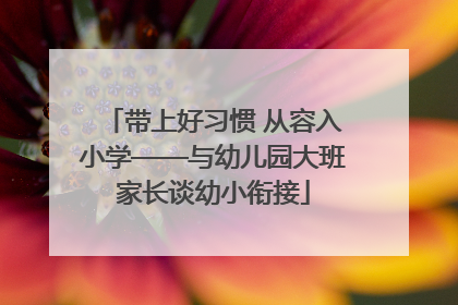 带上好习惯 从容入小学——与幼儿园大班家长谈幼小衔接