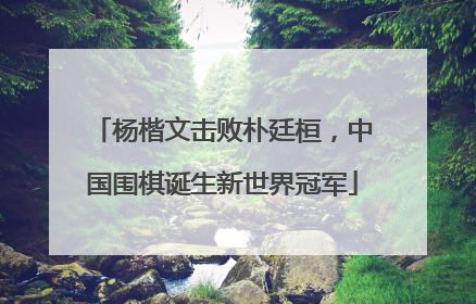 杨楷文击败朴廷桓，中国围棋诞生新世界冠军