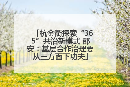 杭金衢探索“365”共治新模式 邵安：基层合作治理要从三方面下功夫