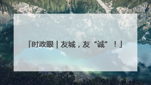 时政眼｜友城，友“诚”！