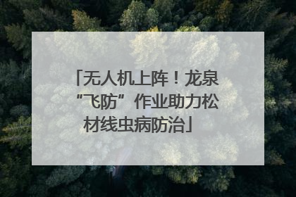 无人机上阵！龙泉“飞防”作业助力松材线虫病防治