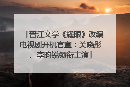 晋江文学《耀眼》改编电视剧开机官宣：关晓彤、李昀锐领衔主演