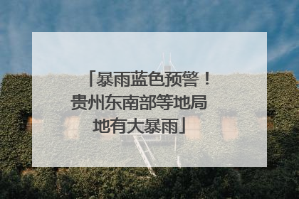 暴雨蓝色预警！贵州东南部等地局地有大暴雨