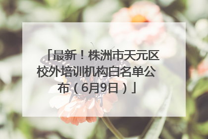 最新！株洲市天元区校外培训机构白名单公布（6月9日）