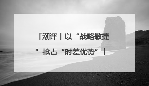 潮评丨以“战略敏捷”抢占“时差优势”