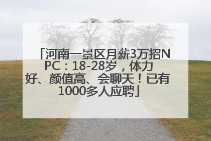河南一景区月薪3万招NPC：18-28岁，体力好、颜值高、会聊天！已有1000多人应聘