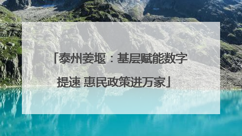 泰州姜堰：基层赋能数字提速 惠民政策进万家