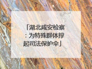 湖北咸安检察：为特殊群体撑起司法保护伞