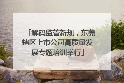 解码监管新规，东莞辖区上市公司高质量发展专题培训举行