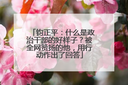 钧正平：什么是政治干部的好样子？被全网赞扬的他，用行动作出了回答