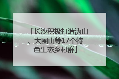 长沙积极打造沩山、大围山等17个特色生态乡村群
