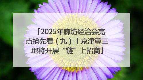2025年廊坊经洽会亮点抢先看（九）丨京津冀三地将开展“链”上招商